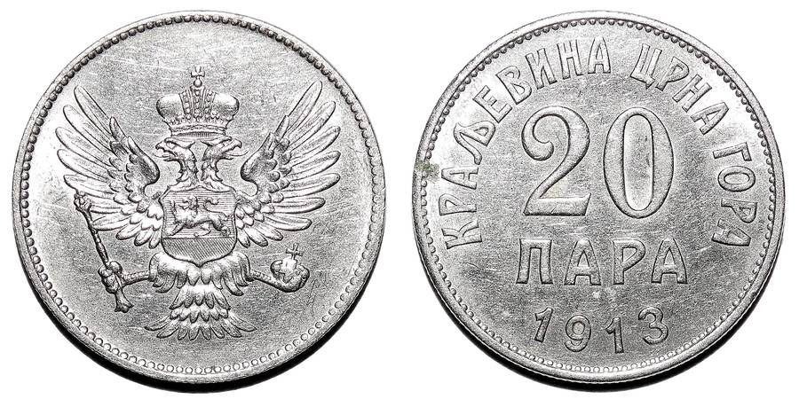 MONTENEGRO (KINGDOM)~20 Para 1913