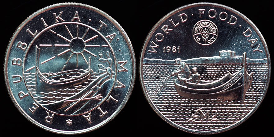 Malta - 2 Lire 1981 - Fisherman