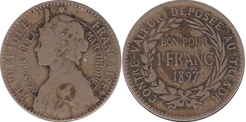 Martinique 1897 1 Franc
