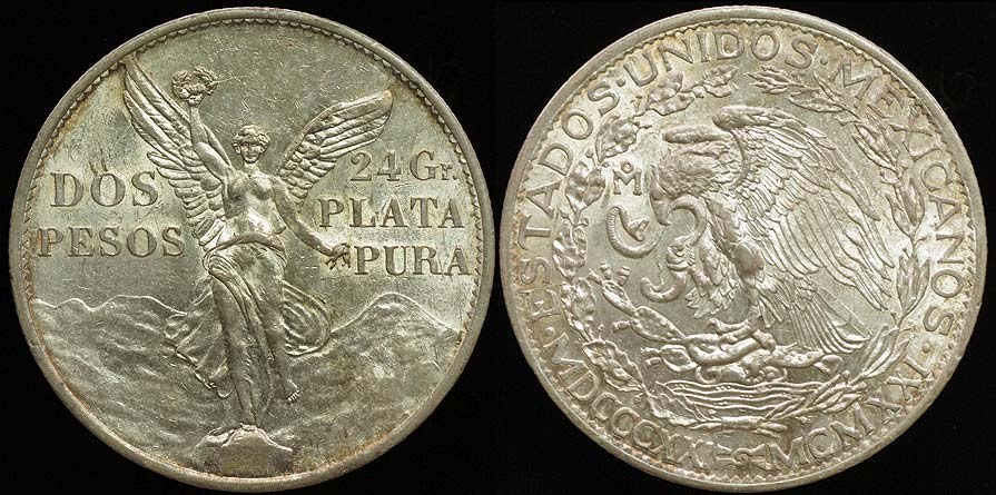 Mexico - 2 Pesos Centennial of Independence 1921