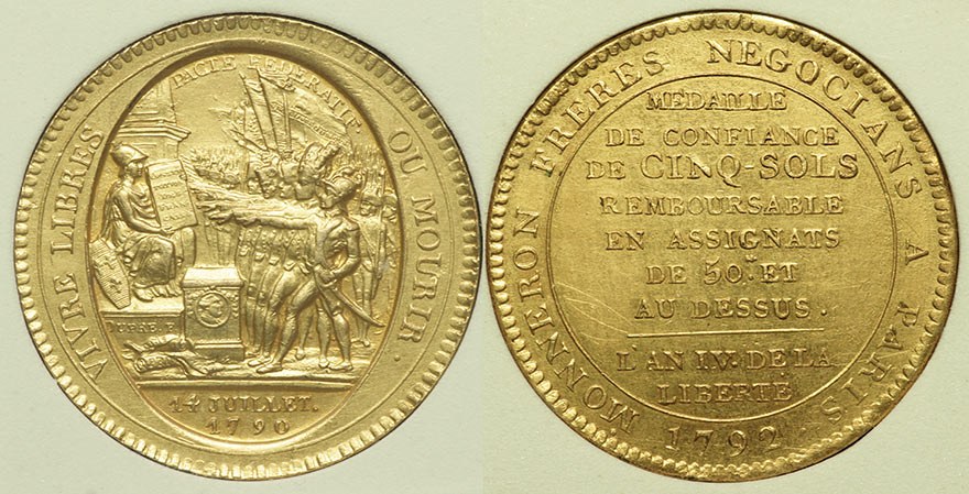 French Revolution - Gilded 5 Sols