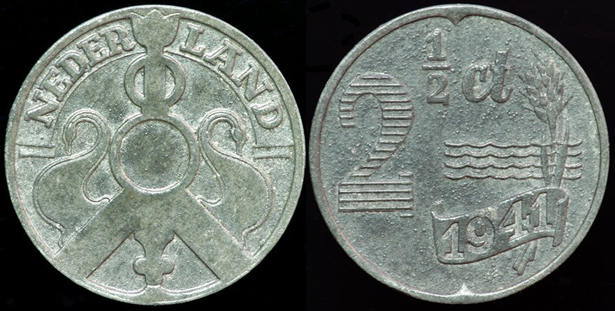 Netherlands 2 1/2 Cent 1941