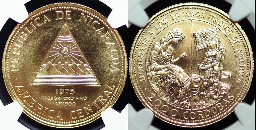 Nicaragua - 2000 Cordobas 1975, USA Bicentennial