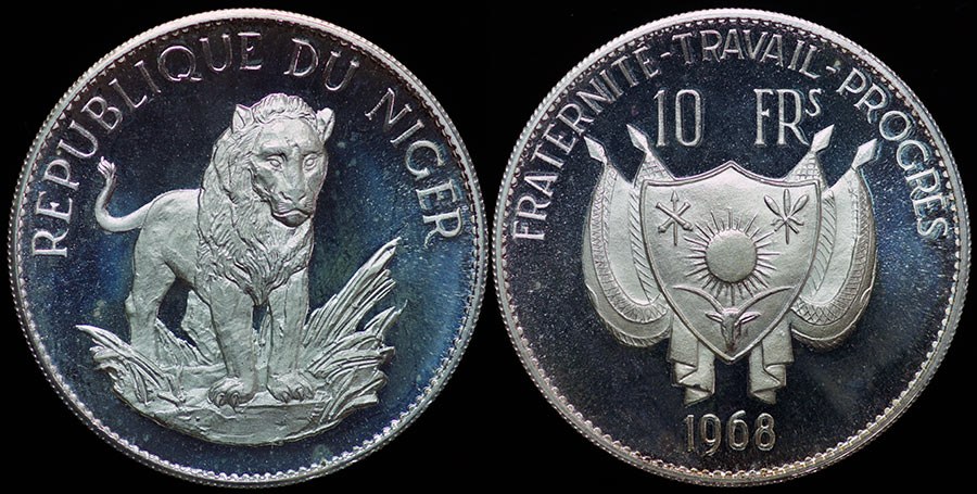 Niger - 10 Francs, 1968 - Lion