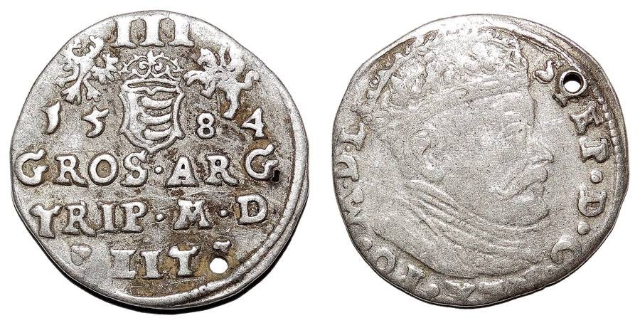 POLAND (KINGDOM)~3 Groschen 1584