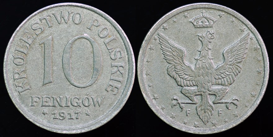 Poland - 10 Fenigow 1917FF German-Austrian Regency