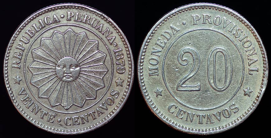 Peru Provisional 20 Centavos 1879