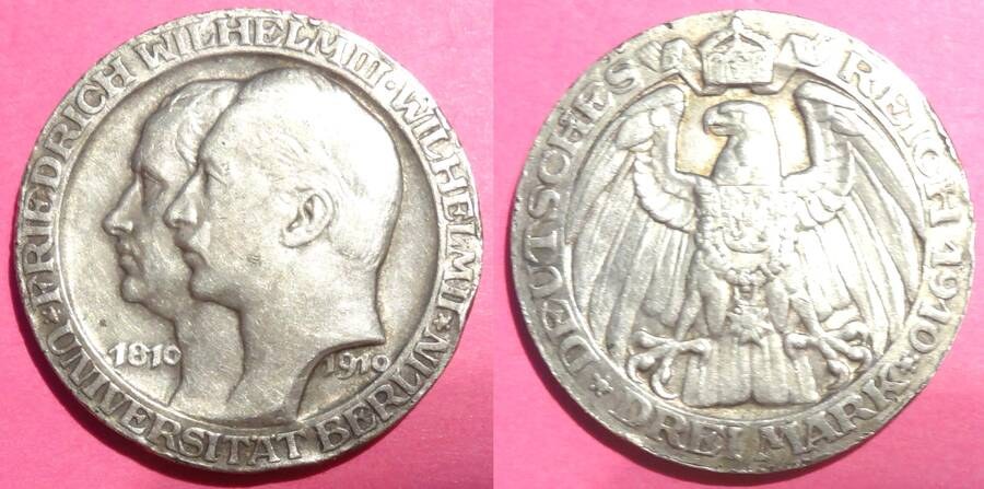 Prussia 1910 3 Mark Commemorative