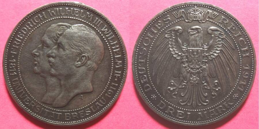 Prussia 1911 3 Mark Commemorative