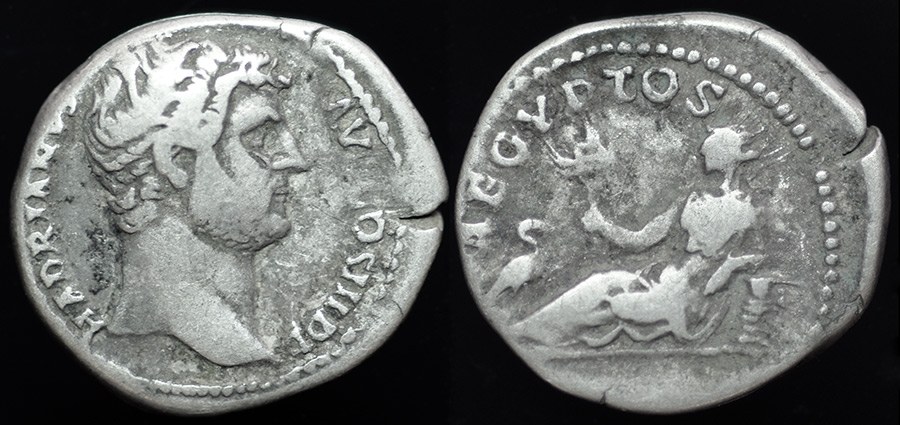 Rome - Hadrian, Egypt reclining denarius