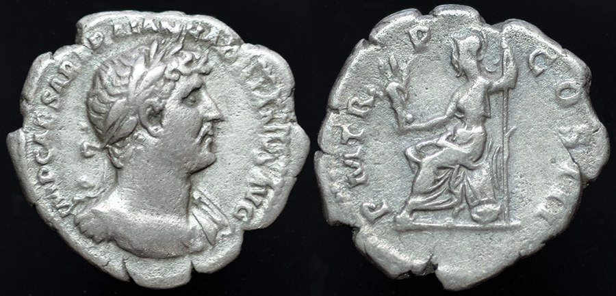 Rome - Hadrian denarius, ROMA holds Victory