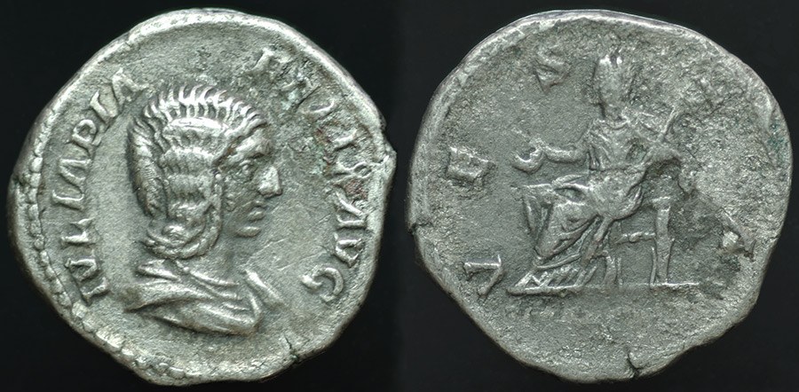 Julia Domna & Vesta, Denarius