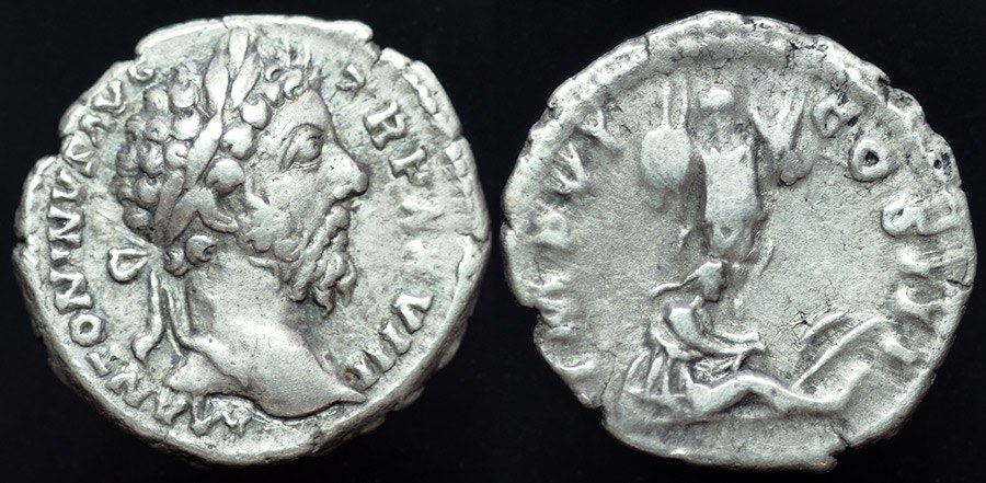Rome - Marcus Aurelius, German Captive denarius