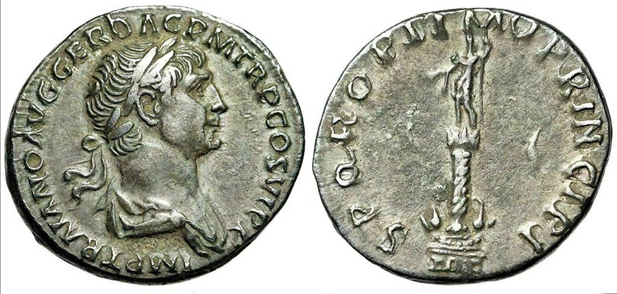 Rome - Trajan's Column Denarius aEF