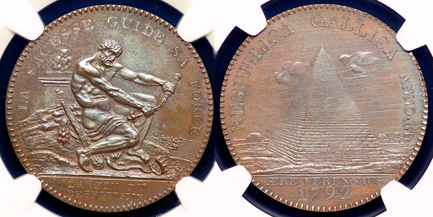 France - French Revolution, Hercules & Pyramid 1792