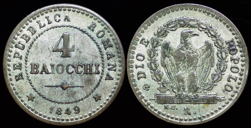 Roman Republic - 4 Baiocchi 1849