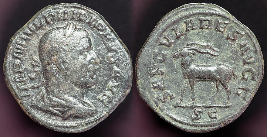 Philip I - Saecular Games Antelope Sestertius - 248 AD