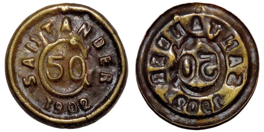SANTADER~50 Centavos 1902