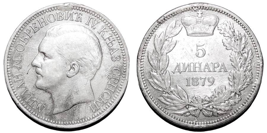 SERBIA (PRINCIPALITY)~5 Dinara 1879