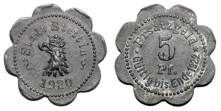 STETTIN (MUNICIPAL)~5 Pfennig 1920