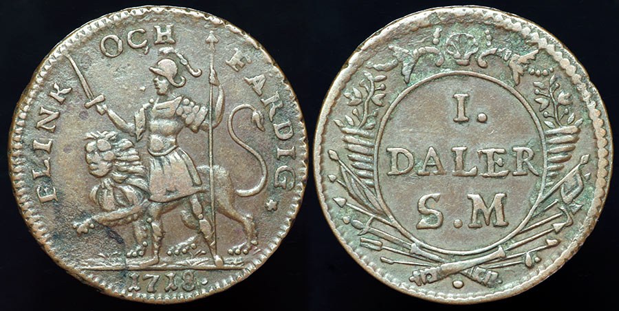 Sweden - 1 Daler 1718 - Agile & Ready