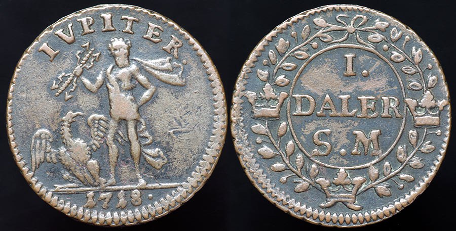 Sweden - 1 Daler 1718 - Jupiter