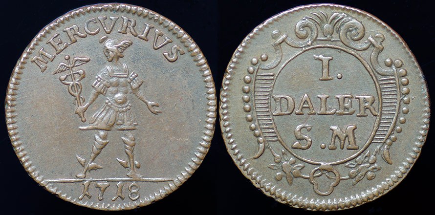 Sweden - 1 Daler - Mercury 1718