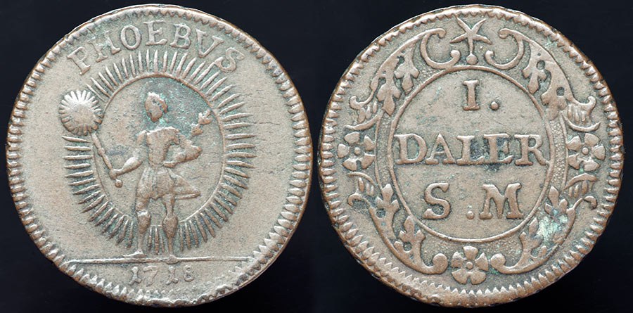 Sweden - 1 Daler 1718 - Phoebus