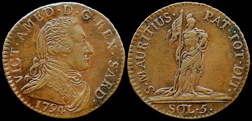 Sardinia - Carlo Emanuele, 5 Soldi 1794
