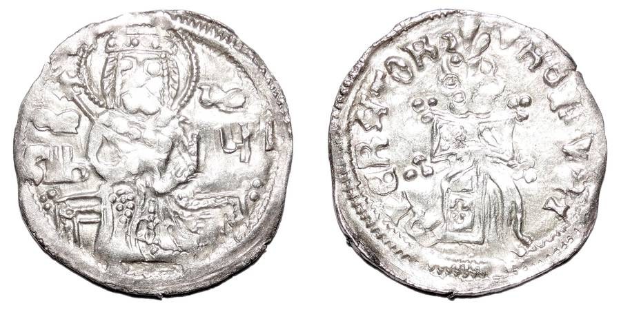 SERBIAN EMPIRE ~AR Helm Dinar 1355-1371 AD
