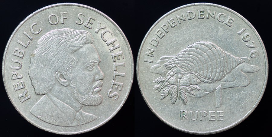 Seychelles Islands - Rupee 1976 Triton shell