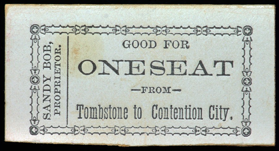 Tombstone AZ to Contention City AZ Stage Coach Ticket