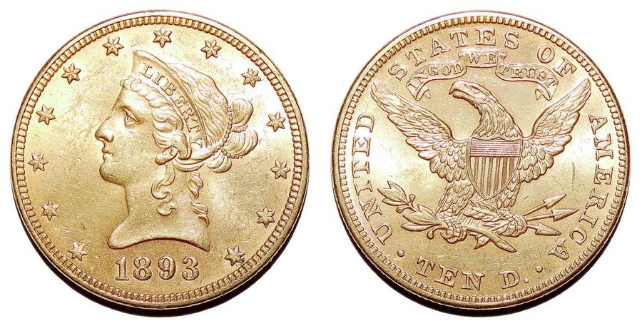 UNITED STATES OF AMERICA~10 Dollar 1893