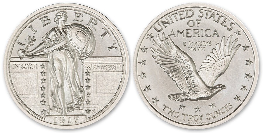 US Standing Liberty Quarter Tribute 2 oz