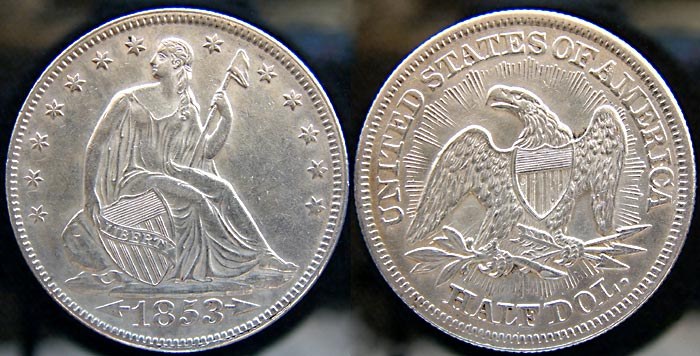 Arrows & Rays Half Dollar 1853