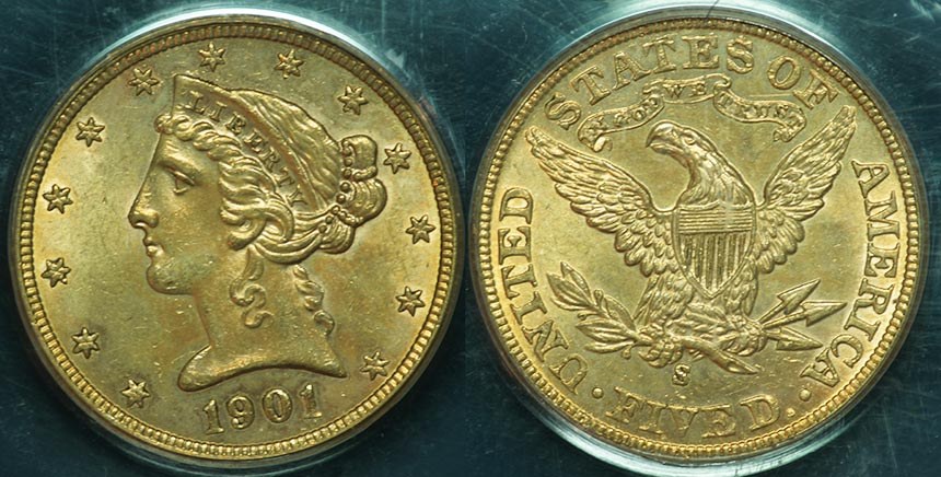 USA Liberty Head $5 - 1901S