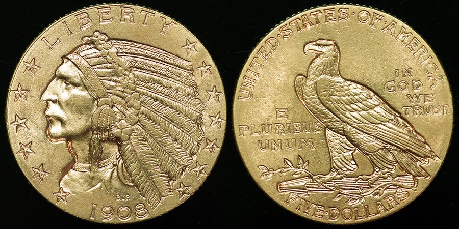 USA Indian 5 Dollars - 1908