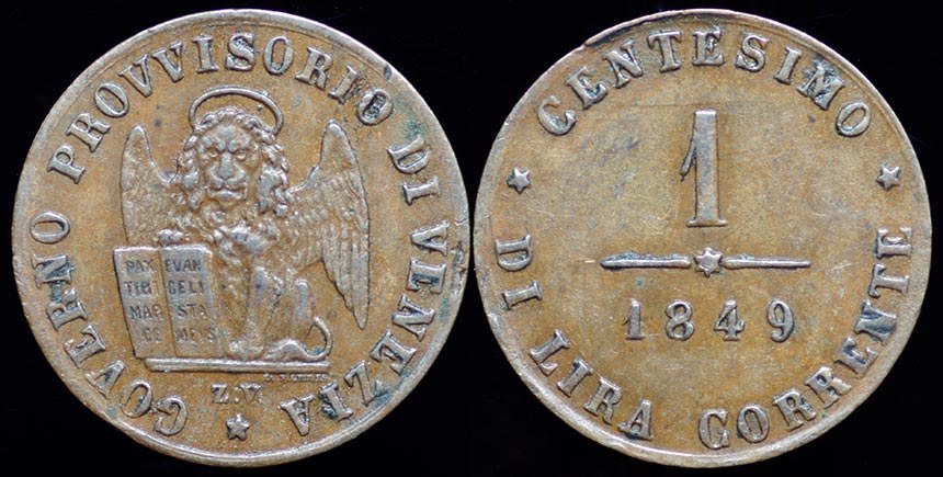 Venice Centesimo 1849 Revolution