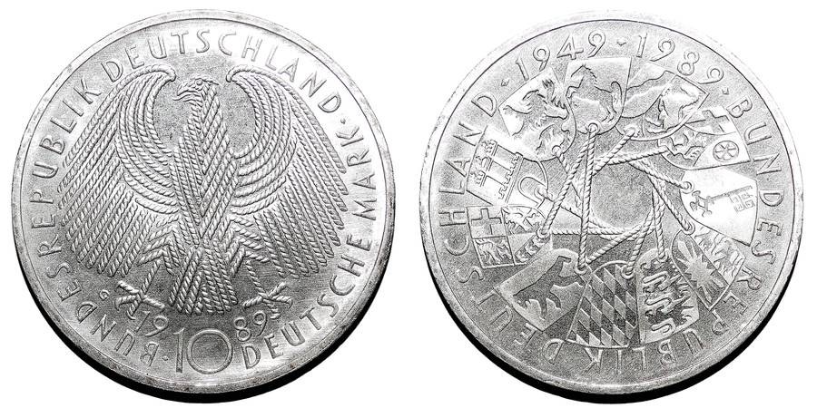 WEST GERMANY~10 Deutsche Mark 1989 G