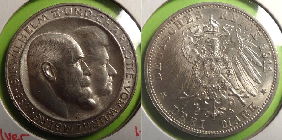Württemberg 1911 3 Mark