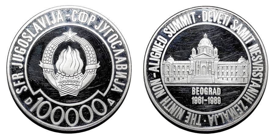 YUGOSLAVIA (SOCIALIST FEDERAL REPUBLIC)~100,000 Dinara 1989