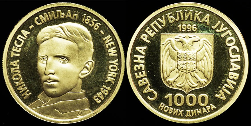 Yugoslavia - 1000 Novih Dinara 1996 - Nikola Tesla