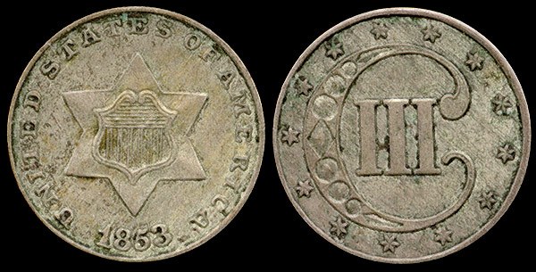 USA Three Cents 1853