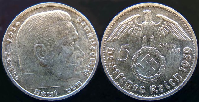 Hindenburg 5 RM - 1939 G