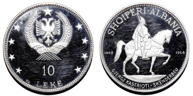 ALBANIA (PEOPLES SOCIALIST REPUBLIC)~10 Leke 1968