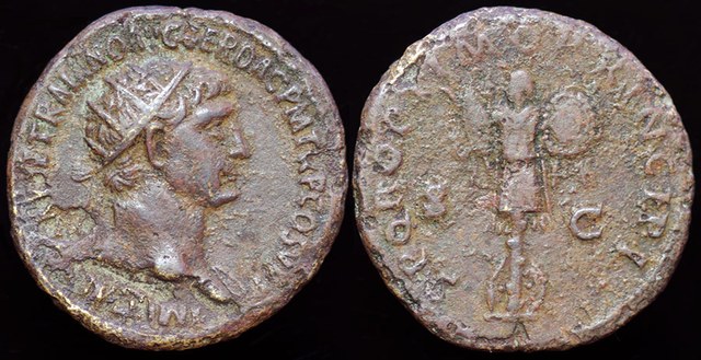 Trajan - Dacian Victory Trophy dupondius