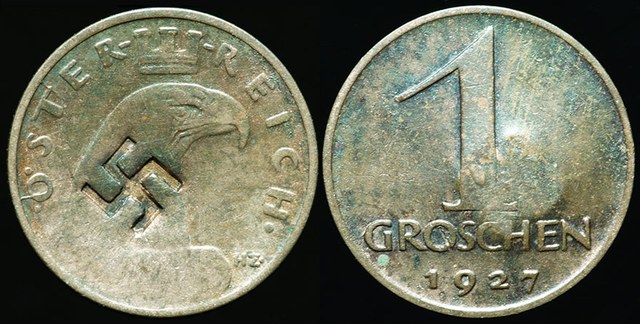 Austria - Nazi Swastika counterstamp - Groschen 1927