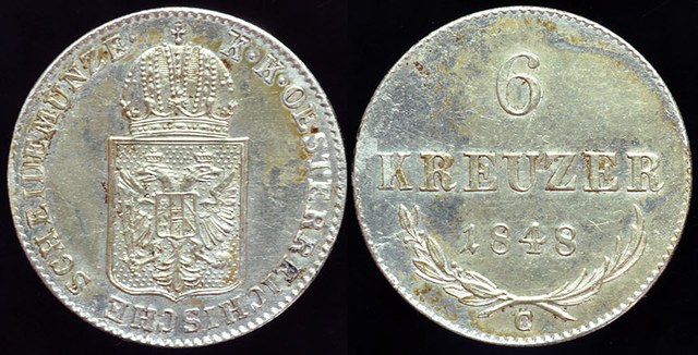 Austria 6 Kreuzer 1848 Revolution