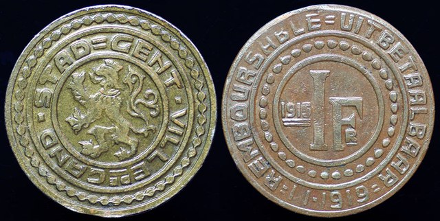 Belgium - 1 Franken Ghent WWI German Occupation
