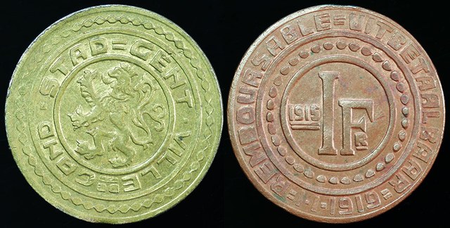 Belgium - Ghent WWI German Occ. 1 Franken 1915